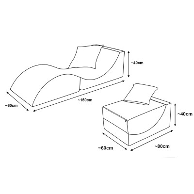 Chaise longue 3 en 1: canapé pouffe table